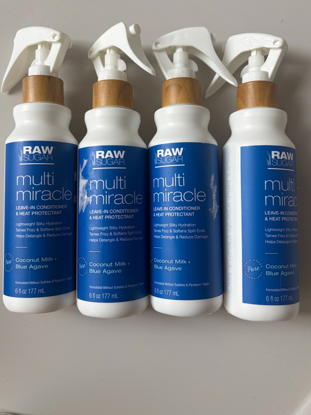 (4) Raw Sugar Multi-Miracle Leave-In Conditioner & Heat Protectant Spray